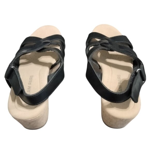 Dream Pairs Womens Black Faux Leather Espadrille Platform Wedges Size 8 - Picture 10 of 12